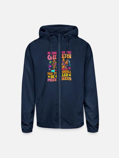 Funny Quilting Sewing Quilt gifts Quilter groovy - Unisex Lightweight Windbreaker Jacket - navy - Front