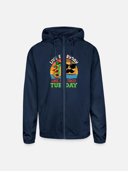 Taco Tuesday Mexican food Taccos Mexico - Unisex Lightweight Windbreaker Jacket - navy - Front