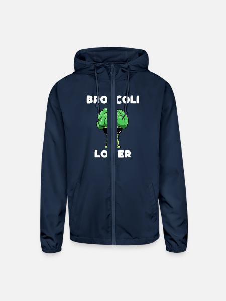 Broccoli Lover Vegan Vegetable Vegetarian - Unisex Lightweight Windbreaker Jacket - navy - Front