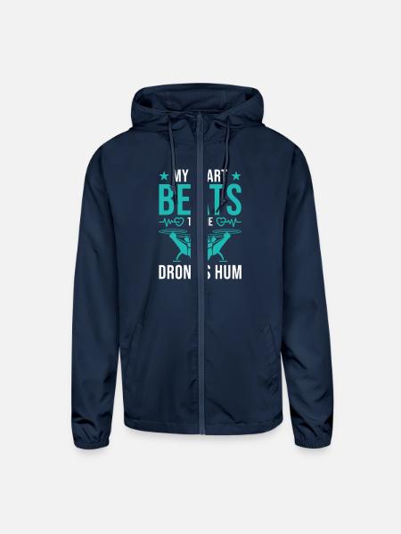 Drone Pilot Quadrocopter RC Drone Gift - Unisex Lightweight Windbreaker Jacket - navy - Front
