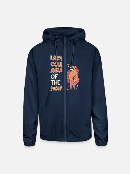 Lazy Employee of the Month Sloth Colleagues - Unisex Lightweight Windbreaker Jacket - navy - Front