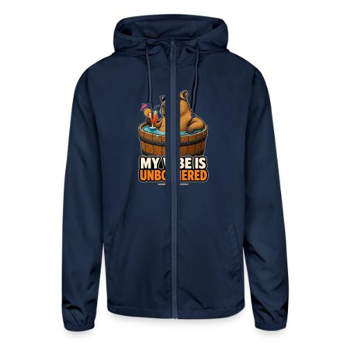 Unbothered Beaver in Wooden Tub - Unisex Lightweight Windbreaker Jacket