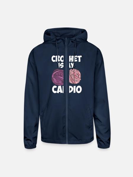 Crochet Is My Cardio - Unisex Lightweight Windbreaker Jacket - navy