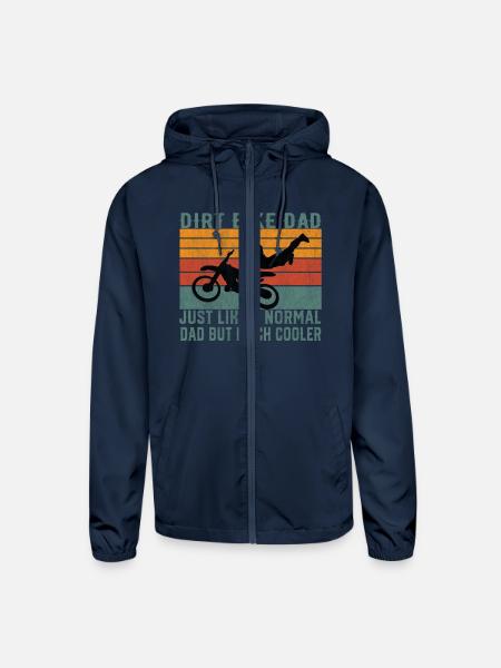 Dirt Bike Dad Just Like A Normal Dad But Much - Unisex Lightweight Windbreaker Jacket - navy - Front
