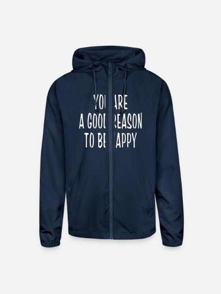 You ARE A GOOD REASON TO BE HAPPY - Unisex Lightweight Windbreaker Jacket - navy - Front
