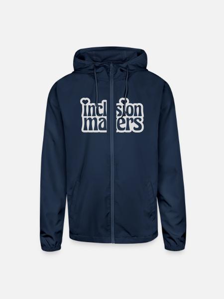 inclusion matters logo quote - Unisex Lightweight Windbreaker Jacket - navy