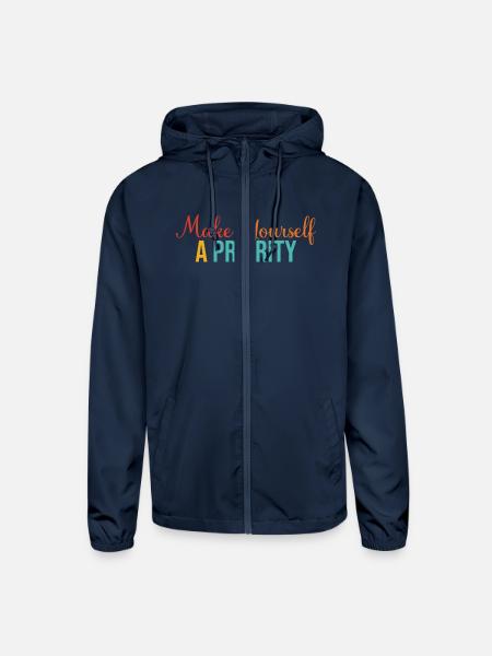 Make Yourself A Priority Apparel - Unisex Lightweight Windbreaker Jacket - navy - Front