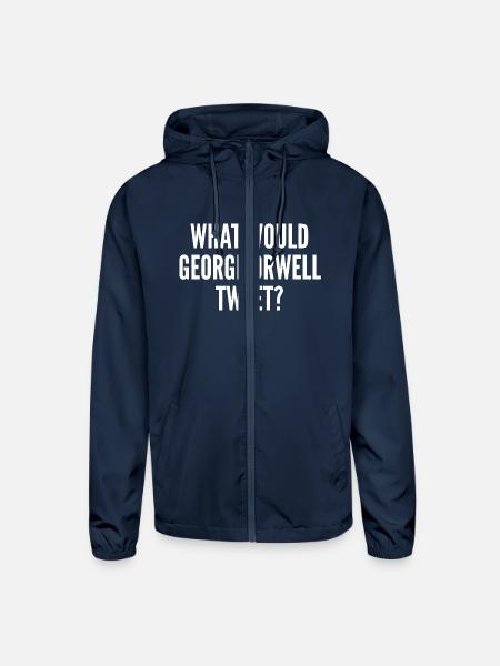What Would George Orwell Tweet - Unisex Lightweight Windbreaker Jacket - navy - Front
