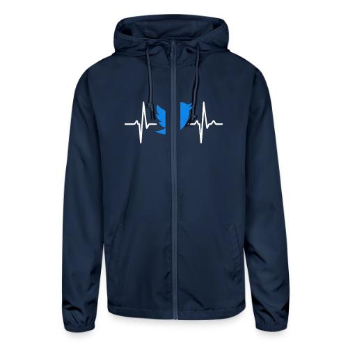 Social Media Heartbeat Blue Bird Graphic - Unisex Lightweight Windbreaker Jacket