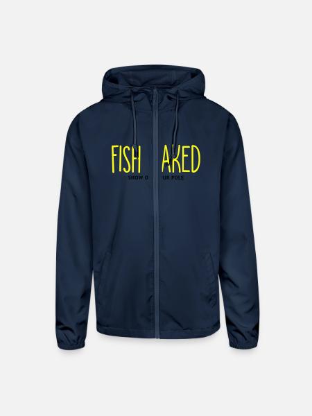 Fish Naked Show Off Your Pole - Unisex Lightweight Windbreaker Jacket - navy