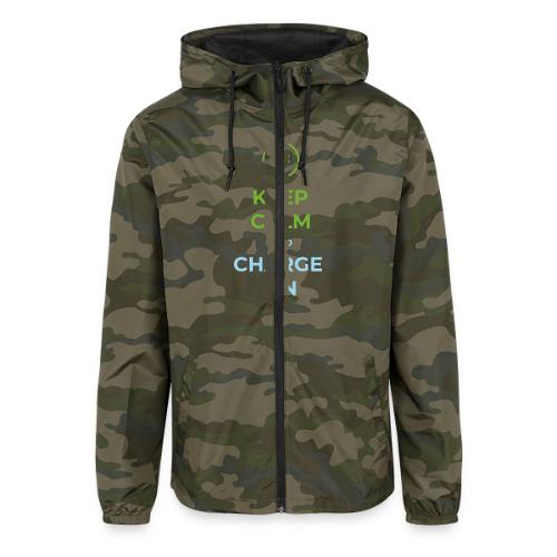 Keep calm and charge on - Unisex Lightweight Windbreaker Jacket