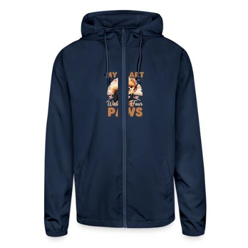 My Heart Walks on Four Paws – Pomeranian tee - Unisex Lightweight Windbreaker Jacket