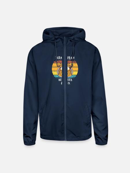 Today's plan beer beer beer - Unisex Lightweight Windbreaker Jacket - navy - Front
