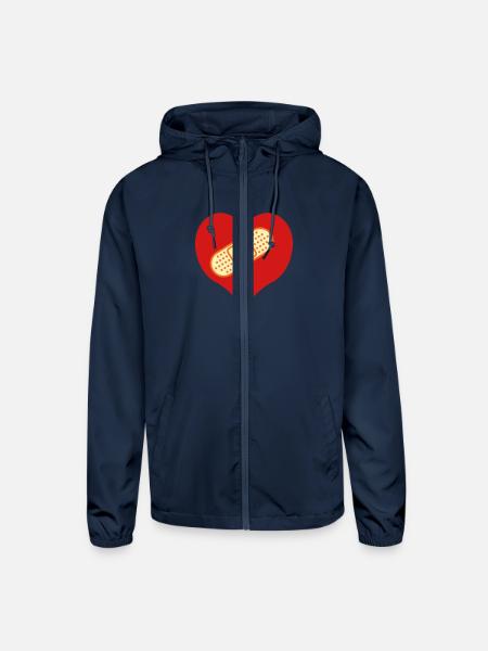 broken heart with bandaid - Unisex Lightweight Windbreaker Jacket - navy