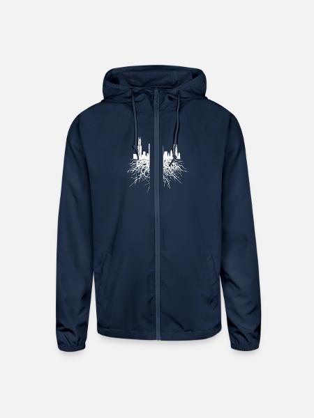 Chicago Roots Chicago Skyline Silhouette Rooted - Unisex Lightweight Windbreaker Jacket - navy - Front