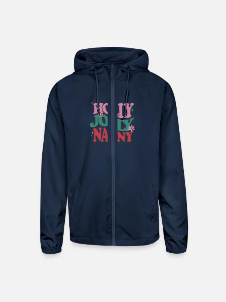 Holly Jolly Nanny - Unisex Lightweight Windbreaker Jacket - navy - Front