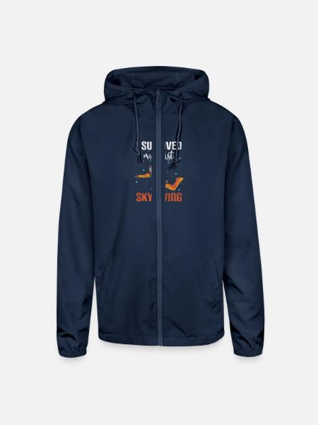 Skydiving Jumper Base Jumping - Unisex Lightweight Windbreaker Jacket - navy - Front