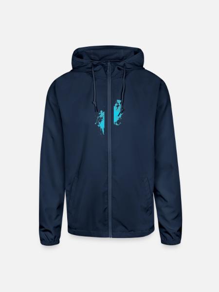 Cyan Splat - Unisex Lightweight Windbreaker Jacket - navy - Front