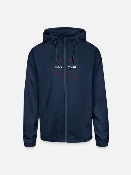 Scratched I Love My Cat Scratches - Unisex Lightweight Windbreaker Jacket - navy - Front