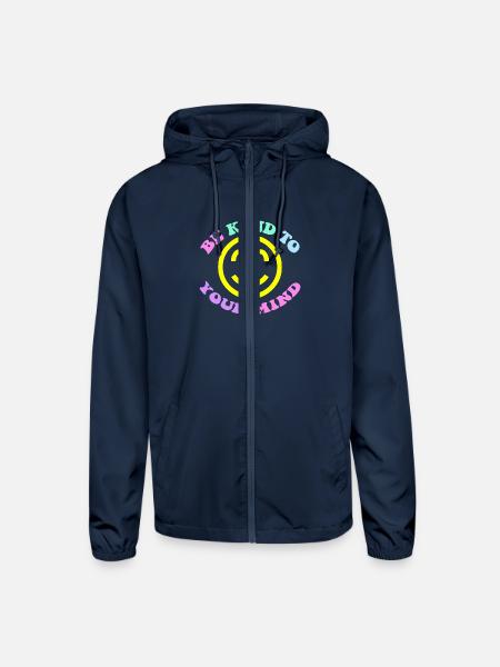 Be Kind To Your Mind - Unisex Lightweight Windbreaker Jacket - navy - Front