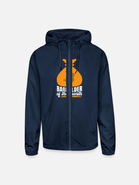 Bag Holder Of The Month Hoodie Crypto Currency - Unisex Lightweight Windbreaker Jacket - navy - Front