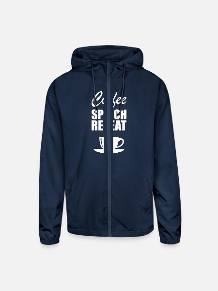 Speech Therapy - Coffee Speech Repeat - Unisex Lightweight Windbreaker Jacket - navy - Front