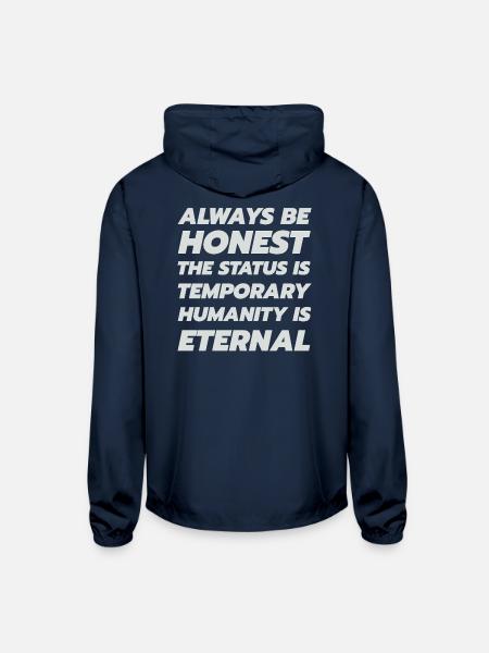 Honesty Over Temporality - Unisex Lightweight Windbreaker Jacket - navy - Back