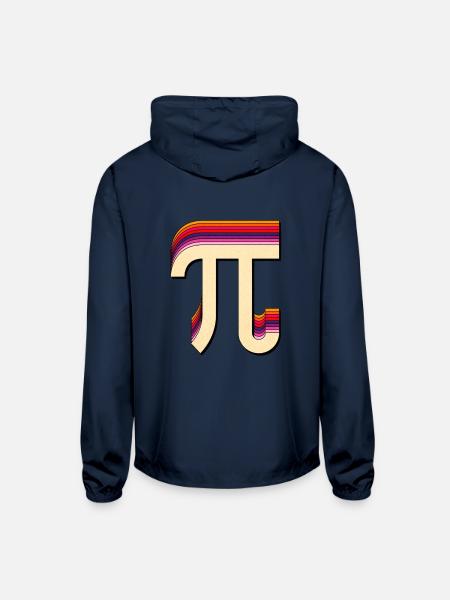 Retro Groovy Pi Symbol for Pi Day - Unisex Lightweight Windbreaker Jacket - navy - Back