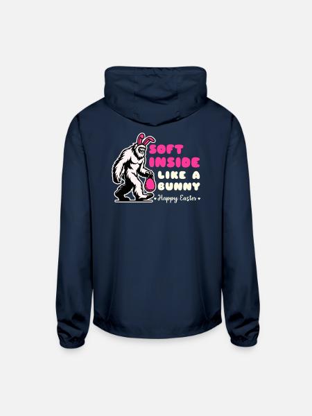 Soft Inside Like a Bunny Funny Easter Yeti - Unisex Lightweight Windbreaker Jacket - navy - Back