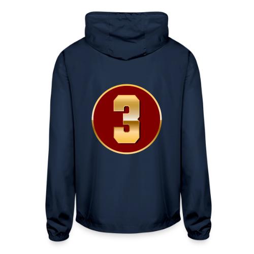 Number 3 in Gold Varsity Font - Unisex Lightweight Windbreaker Jacket