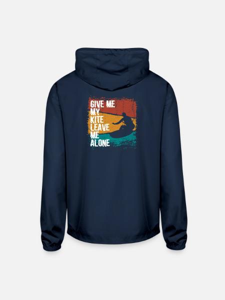 Kite Surfer Grunge Silhouette - Unisex Lightweight Windbreaker Jacket - navy - Back