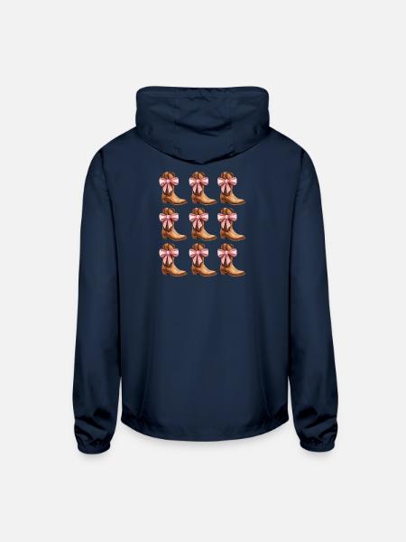 Cowgirl Boots and Pink Bows Rodeo - Unisex Lightweight Windbreaker Jacket - navy
