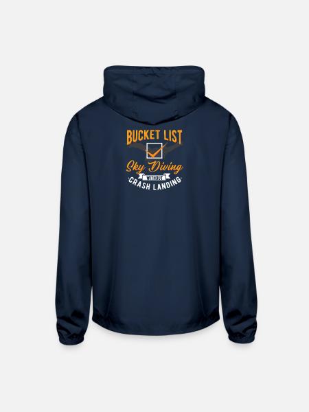 Skydiving Bucket List Funny Adventure Design - Unisex Lightweight Windbreaker Jacket - navy - Back