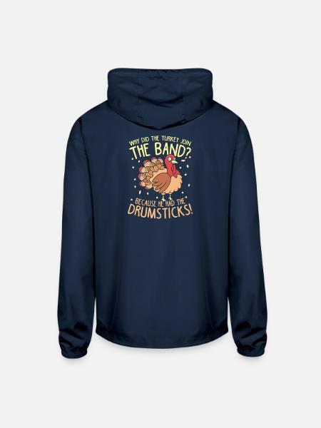 Thanksgiving Turkey Band Drumsticks - Unisex Lightweight Windbreaker Jacket - navy