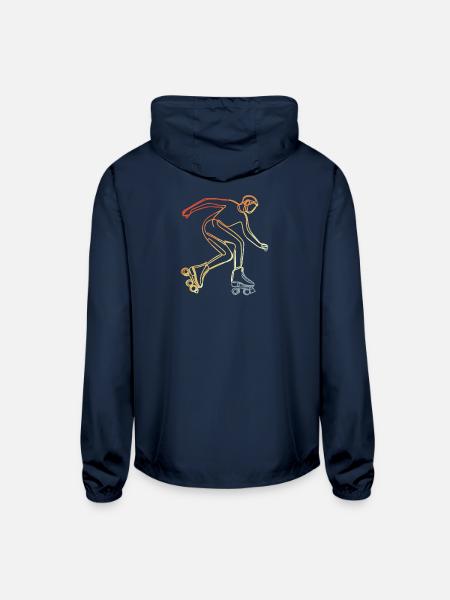 Roller Skater Sketch - Unisex Lightweight Windbreaker Jacket - navy - Back