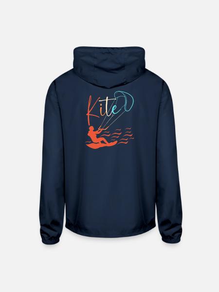Kitesurfing Kite Water Sports - Unisex Lightweight Windbreaker Jacket - navy - Back