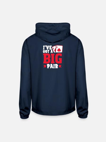 Ive Got A Big Pair Texas Holdem Poker Cards - Unisex Lightweight Windbreaker Jacket - navy - Back