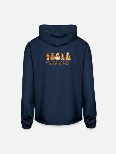 Halloween Basset Hound Crew - Unisex Lightweight Windbreaker Jacket - navy