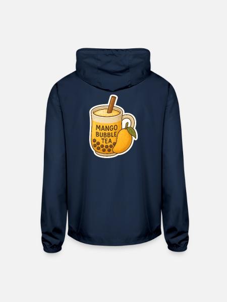 Mango Bubble Tea Illustration - Unisex Lightweight Windbreaker Jacket - navy