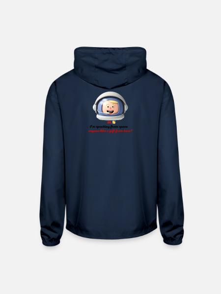 Friendly Astronaut Space Explorer Gift T-Shirt - Unisex Lightweight Windbreaker Jacket - navy - Back