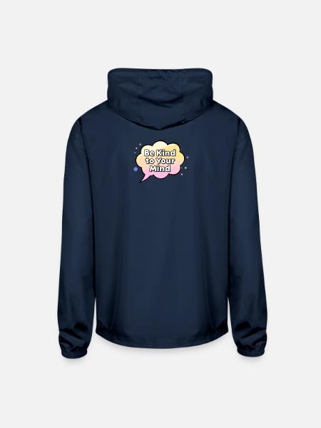 Be Kind to Your Mind - Unisex Lightweight Windbreaker Jacket - navy - Back