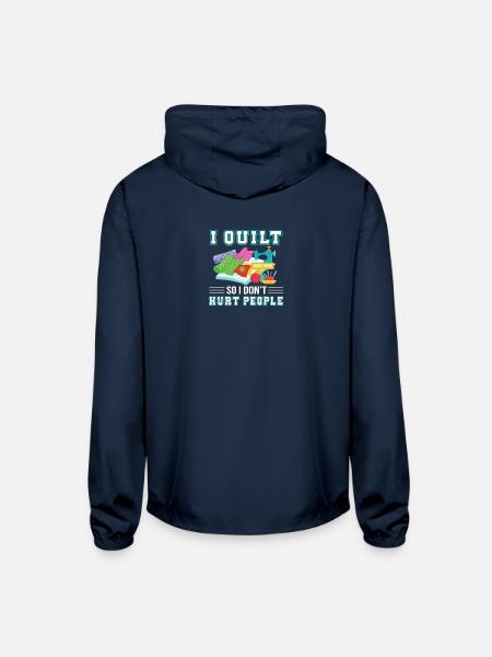 I Quilt So I Dont Hurt People Quilting - Unisex Lightweight Windbreaker Jacket - navy - Back