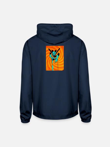 Neon Panda Acrobat the playground of yin and yang. - Unisex Lightweight Windbreaker Jacket - navy - Back
