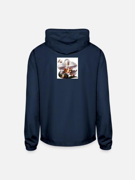 Elegant Orchid Blossom Art - Unisex Lightweight Windbreaker Jacket - navy