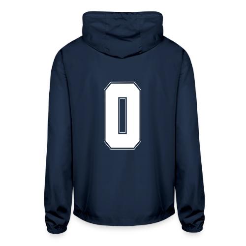 White Number 0 – Varsity Font - Unisex Lightweight Windbreaker Jacket