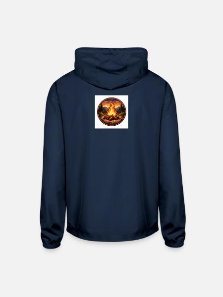 Forest Campfire Crest - Unisex Lightweight Windbreaker Jacket - navy