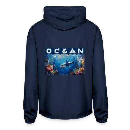 Ocean: Synthwave Shark - Unisex Lightweight Windbreaker Jacket