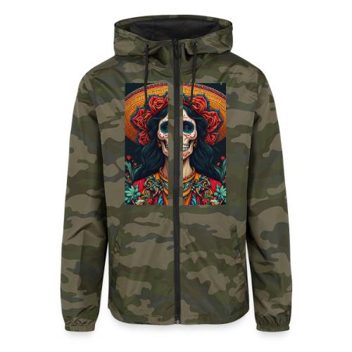 Charra Skull Art | Traditional Mexican Design - Unisex Lightweight Windbreaker Jacket