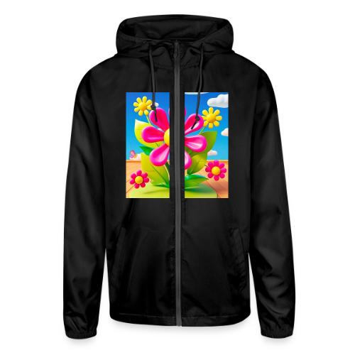 Pink Floral Peace | Sky & Nature Design - Unisex Lightweight Windbreaker Jacket