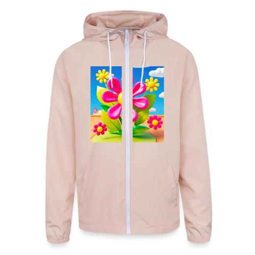 Pink Floral Peace | Sky & Nature Design - Unisex Lightweight Windbreaker Jacket